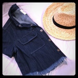 Crop frayed denim jacket/shirt